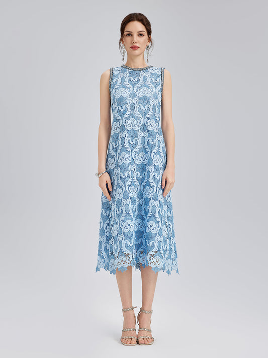 Barok İki Tonlu Dantel Elbise