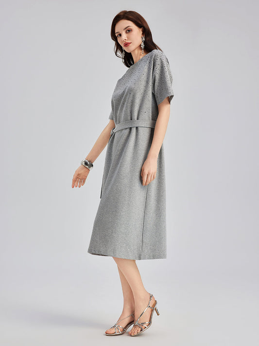 Yapay Elmas Süslemeli Günlük Elbise