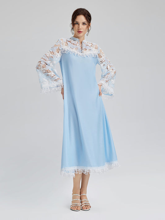 İki Renkli Dantel Barok Kelebek Elbise