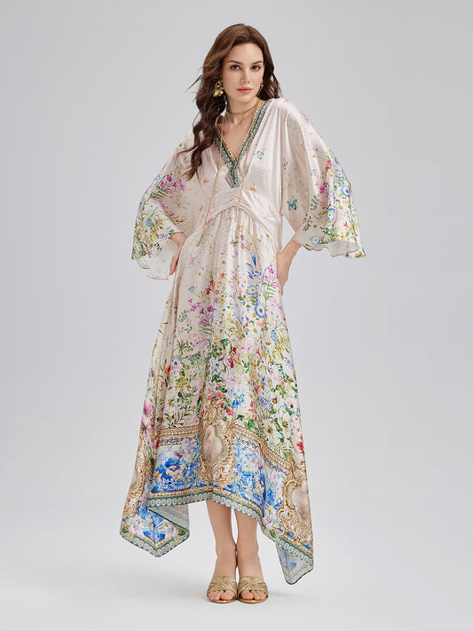 İpek Saten V Yaka Elbise