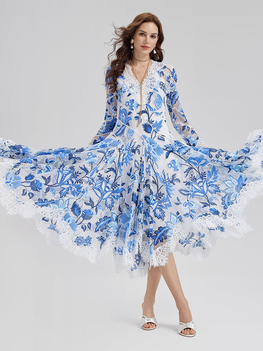 Dantel Jakarlı Panel Elbise